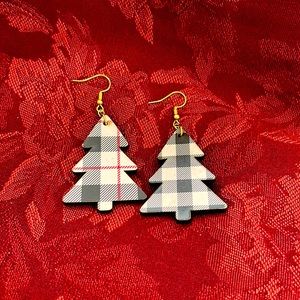 Wooden Christmas Tree Earrings